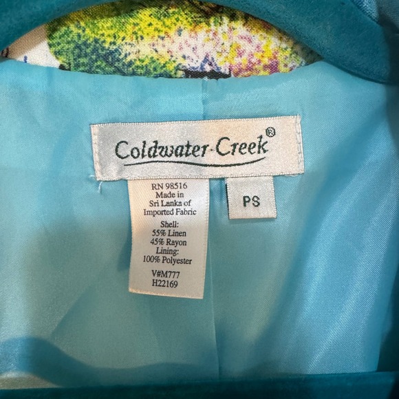 Coldwater Creek Women's Paris Eiffel Tower Print Blazer Jacket PS Blue Multi - Picture 2 of 4